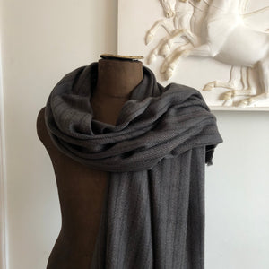 Shawl Shimla Chunky Wool Stripe Taupe Brown