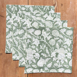 Napkin Block Print - Cardo Sage Green 4-pcs 50x50cm