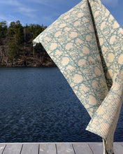Load image into Gallery viewer, Hand Towel Waffle Block Print Aqua Blue 50x70 cm