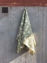 Load image into Gallery viewer, Bath Towel Waffle Block Print Sage Green 70x140 cm