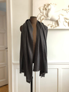 Shawl Shimla Chunky Wool Stripe Taupe Brown