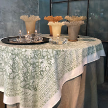 Load image into Gallery viewer, Tablecloth Block Print - Cardo Sage Green 145x145 cm