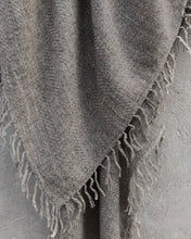 Load image into Gallery viewer, Scarf Square Cashmere Wool Herringbone Grey Fringes