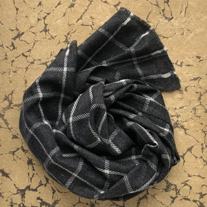 Scarf Charcoal Check Wool