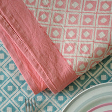 Load image into Gallery viewer, Tablecloth Organic Cotton Block Print - Cube Apricot Rose 150x250 cm