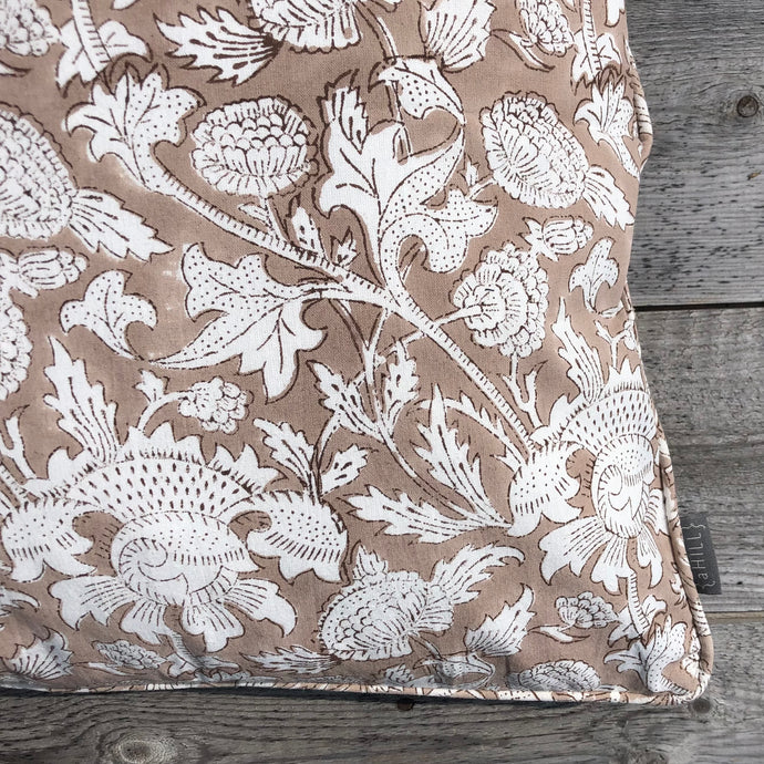 Cushion Cover Block Print - Cardo Nougat Beige