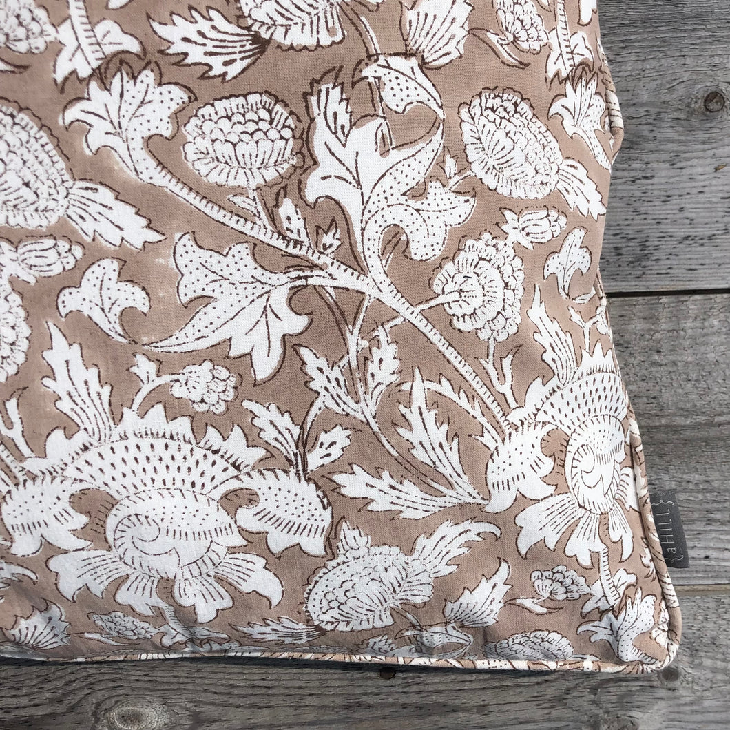 Cushion Cover Block Print - Cardo Nougat Beige