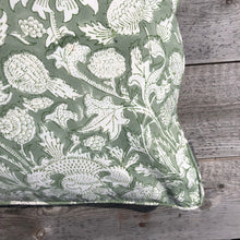 Load image into Gallery viewer, Cushion Cover Block Print - Cardo Sage Green