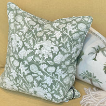 Load image into Gallery viewer, Cushion Cover Block Print - Cardo Sage Green
