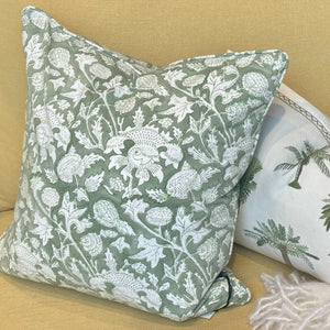 Cushion Cover Block Print - Cardo Sage Green