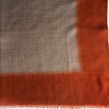 Load image into Gallery viewer, Scarf Dip Dye Border Wool Dark Beige/Rust