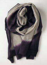 Load image into Gallery viewer, Scarf Dip Dye Border Linen/Purple