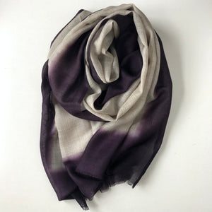 Scarf Dip Dye Border Linen/Purple – 1 pc only