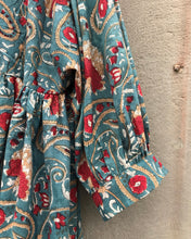 Load image into Gallery viewer, Wide Dress Paisley Block Print Turquoise/Red