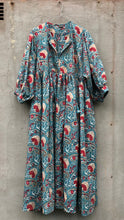 Load image into Gallery viewer, Wide Dress Paisley Block Print Turquoise/Red