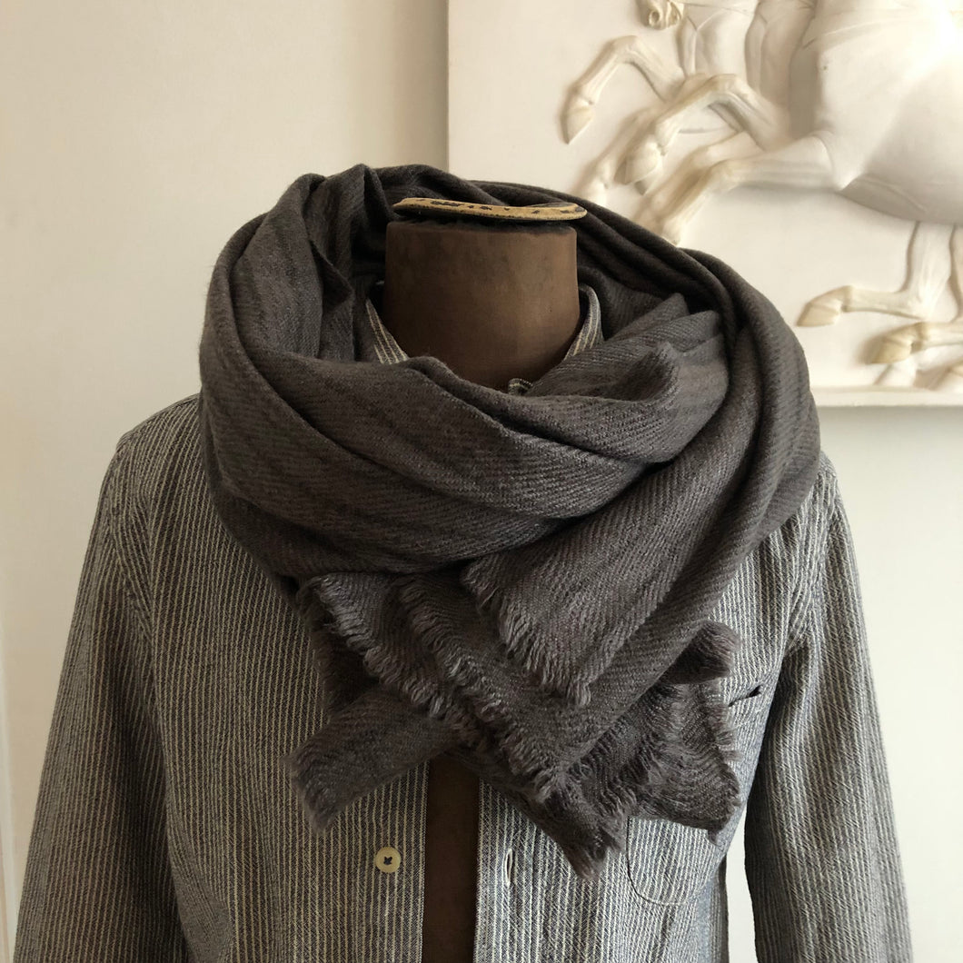 Shawl Shimla Chunky Wool Stripe Taupe Brown