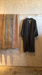 Kimono Khadi Check Brown Unisex Style