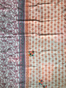 Vintage Kantha Throw Rust Pink Pistachio Green