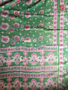 Vintage Kantha Throw Rust Pink Pistachio Green