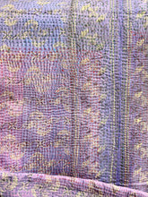Load image into Gallery viewer, Vintage Kantha Throw Lilac Petrol Aquarell