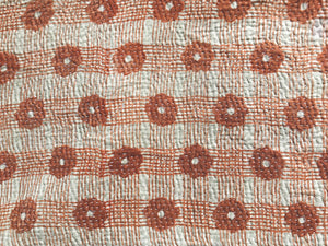 Vintage Kantha Throw Rust Pink Pistachio Green