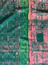 Load image into Gallery viewer, Vintage Kantha Throw Lilac Petrol Aquarell