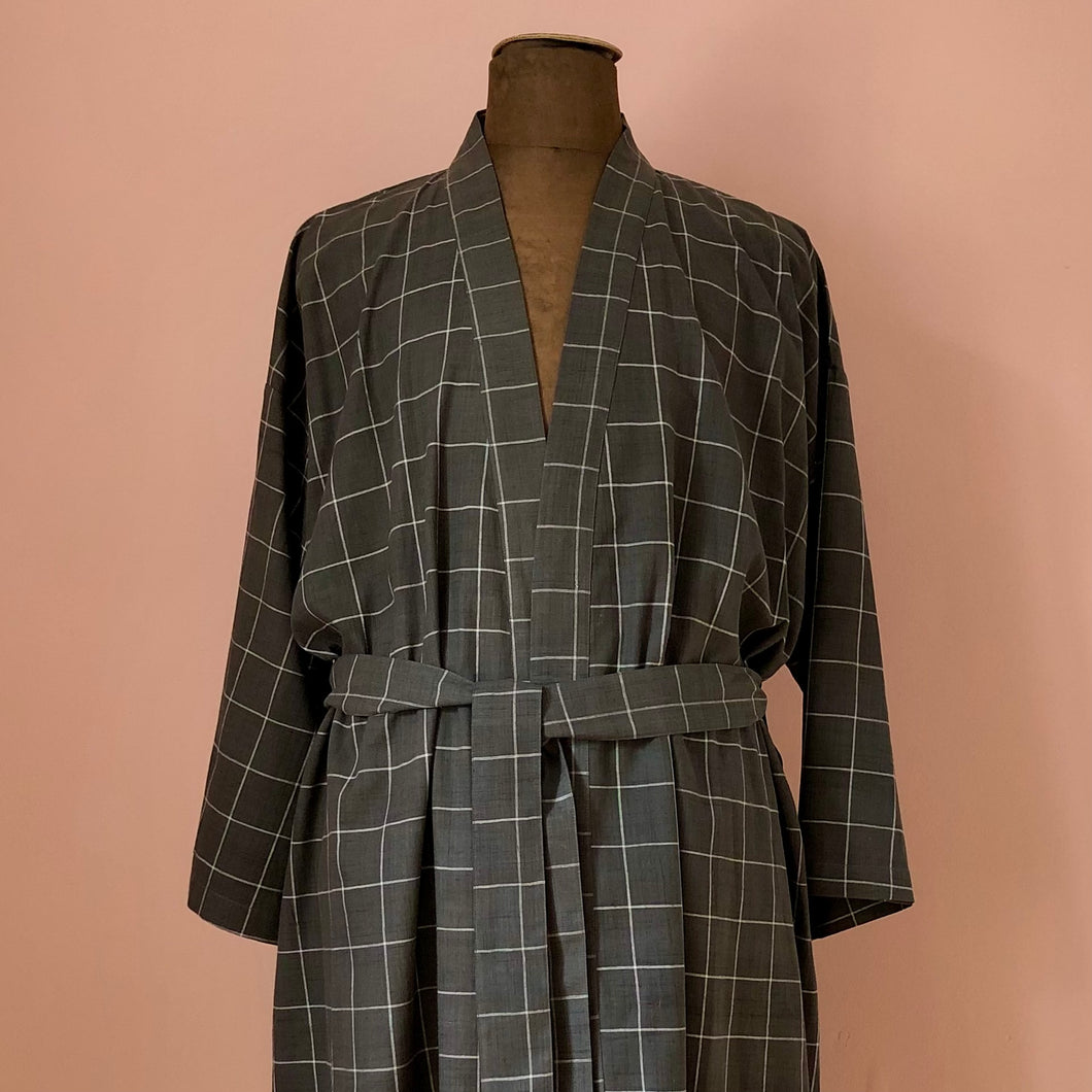 Kimono Khadi Check Brown Unisex Style