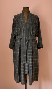 Kimono Khadi Check Brown Unisex Style