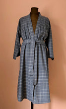 Load image into Gallery viewer, Kimono Khadi Check Grey Dove Blue Unisex Style