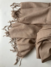 Load image into Gallery viewer, Shawl Shaker Check &amp; Stripe Sand Beige