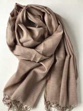 Load image into Gallery viewer, Shawl Shaker Check &amp; Stripe Sand Beige