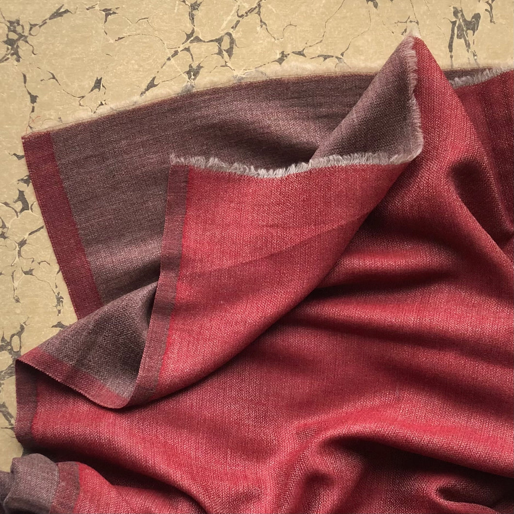 Scarf Two Tone Fine Wool Soft Red/ Nougat