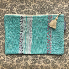 Load image into Gallery viewer, Vintage Kantha Pouch - Turquoise