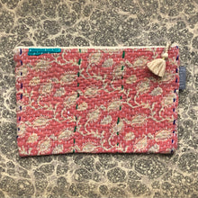 Load image into Gallery viewer, Vintage Kantha Pouch - Peach Paisley