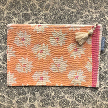 Load image into Gallery viewer, Vintage Kantha Pouch - Orange Blossom