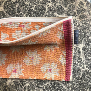Vintage Kantha Pouch - Orange Blossom