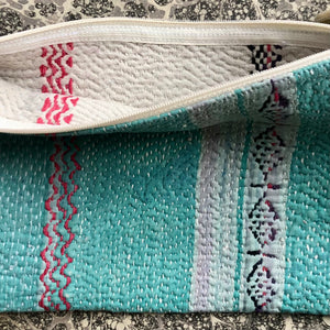 Vintage Kantha Pouch - Turquoise