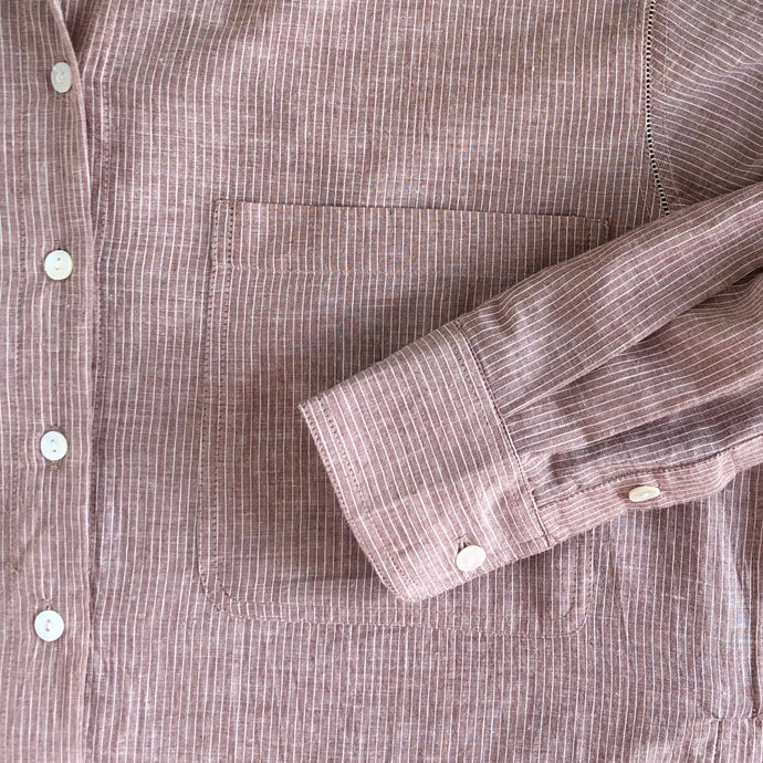 Long Shirt & Dress Khadi Stripe Cinnamon