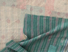 Load image into Gallery viewer, Vintage Kantha Throw Emerald Green Stripes 140x200 cm