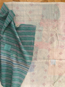 Vintage Kantha Throw Emerald Green Stripes 140x200 cm