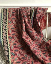 Load image into Gallery viewer, Vintage Kantha Throw Red Geometric Paisley Multi Leaf 140x215 cm