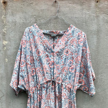 Load image into Gallery viewer, Dress Kaftan Block-Print Aqua Coral Garden