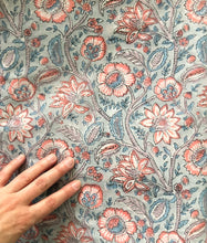 Load image into Gallery viewer, Dress Kaftan Block-Print Aqua Coral Garden