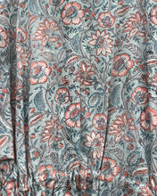 Load image into Gallery viewer, Dress Kaftan Block-Print Aqua Coral Garden