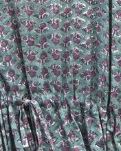 Load image into Gallery viewer, Dress Kaftan Block-Print Teal Green Lilac