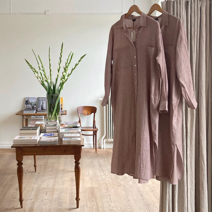 Long Shirt & Dress Khadi Stripe Cinnamon
