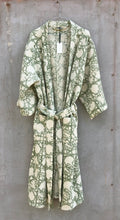 Load image into Gallery viewer, Bathrobe Waffle Block Print Sage Green