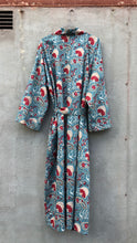 Load image into Gallery viewer, Kimono Maxi Paisley Block Print Turquoise/Red