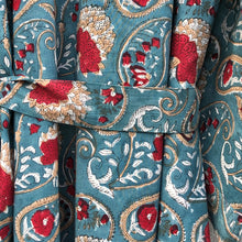 Load image into Gallery viewer, Kimono Maxi Paisley Block Print Turquoise/Red