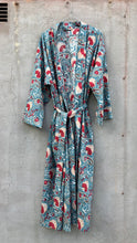 Load image into Gallery viewer, Kimono Maxi Paisley Block Print Turquoise/Red